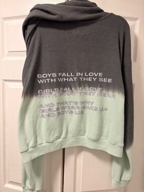 Boys Lie Gray to Mint Dip-Dye Waffle Knit Hoodie